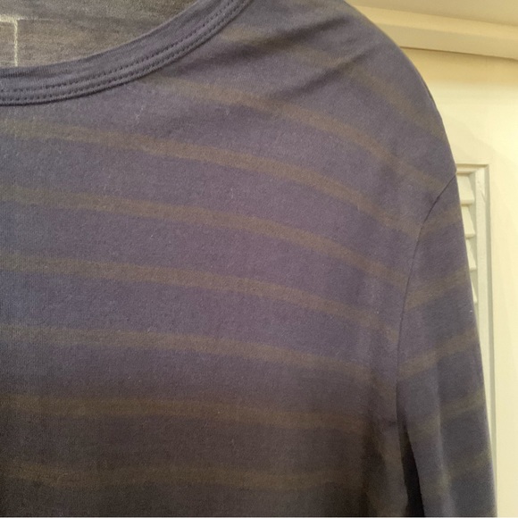 Theory Navy Olive Striped Long Sleeve Tee, Size M - Picture 6 of 11